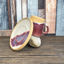 Hand Thrown Stoneware Espresso Cup | Unique Burgundy Reactive Glaze | 60ml