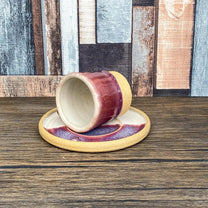 Hand Thrown Stoneware Espresso Cup | Unique Burgundy Reactive Glaze | 60ml