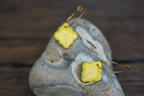 Yellow Porcelain Tile Earrings, Handmade Ceramic Jewellery