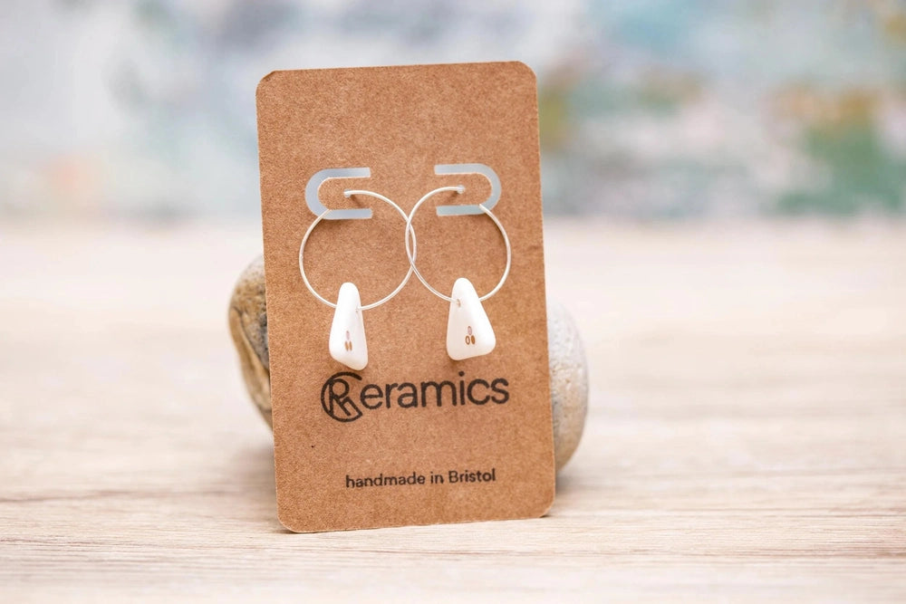 Porcelain Dotted Triangle Earrings | Handmade Ceramic & Gold Jewellery