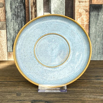 XL Wheel Thrown Cappuccino Mug and Saucer in Blue