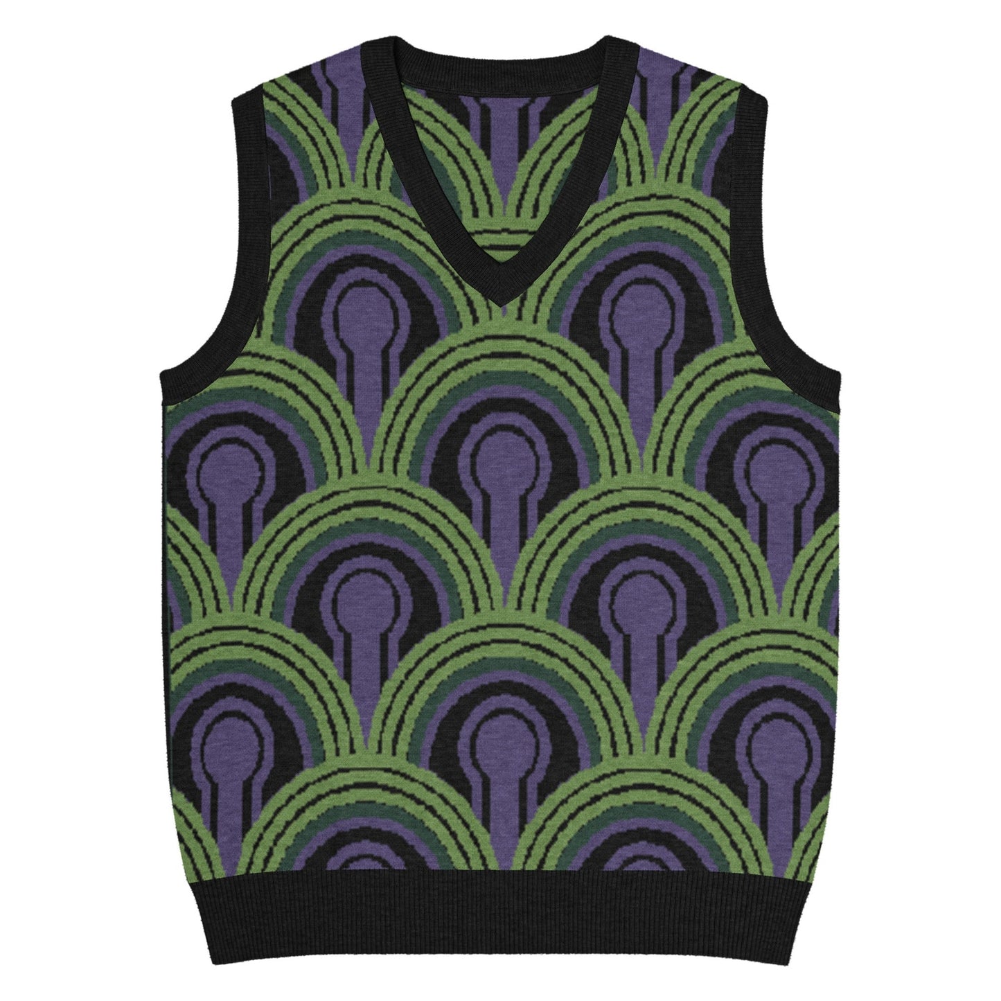 Room 237 Wallpaper Pattern Knitted Sweater Vest - Horror Film Inspired V-Neck Knit