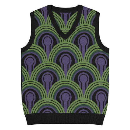 Room 237 Wallpaper Pattern Knitted Sweater Vest - Horror Film Inspired V-Neck Knit