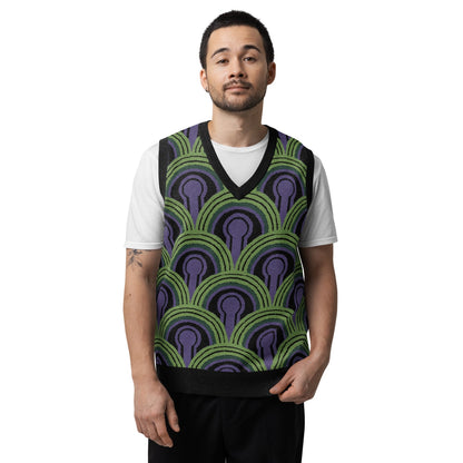 Room 237 Wallpaper Pattern Knitted Sweater Vest - Horror Film Inspired V-Neck Knit