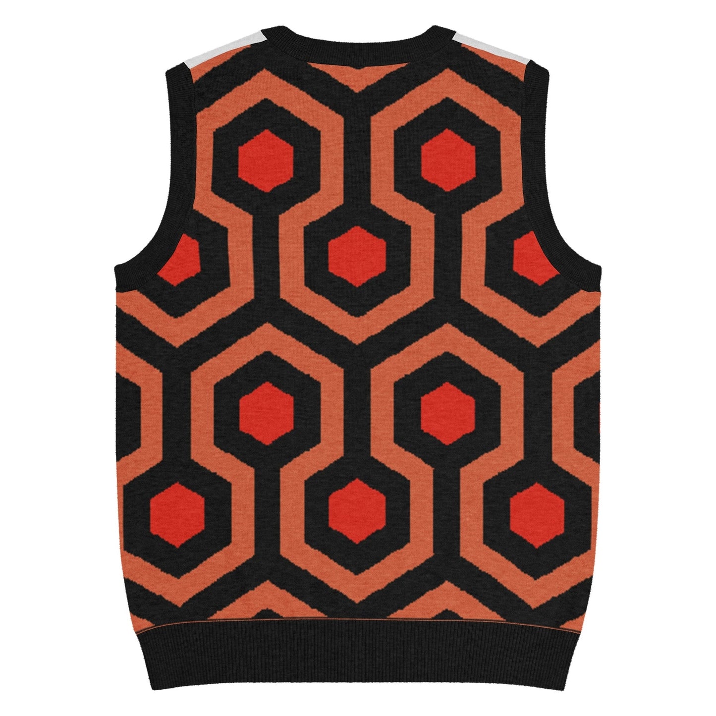 Overlook Hotel Carpet Pattern Knitted Sweater Vest – Horror Inspired V-Neck Knit