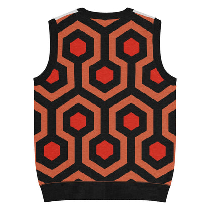 Overlook Hotel Carpet Pattern Knitted Sweater Vest – Horror Inspired V-Neck Knit