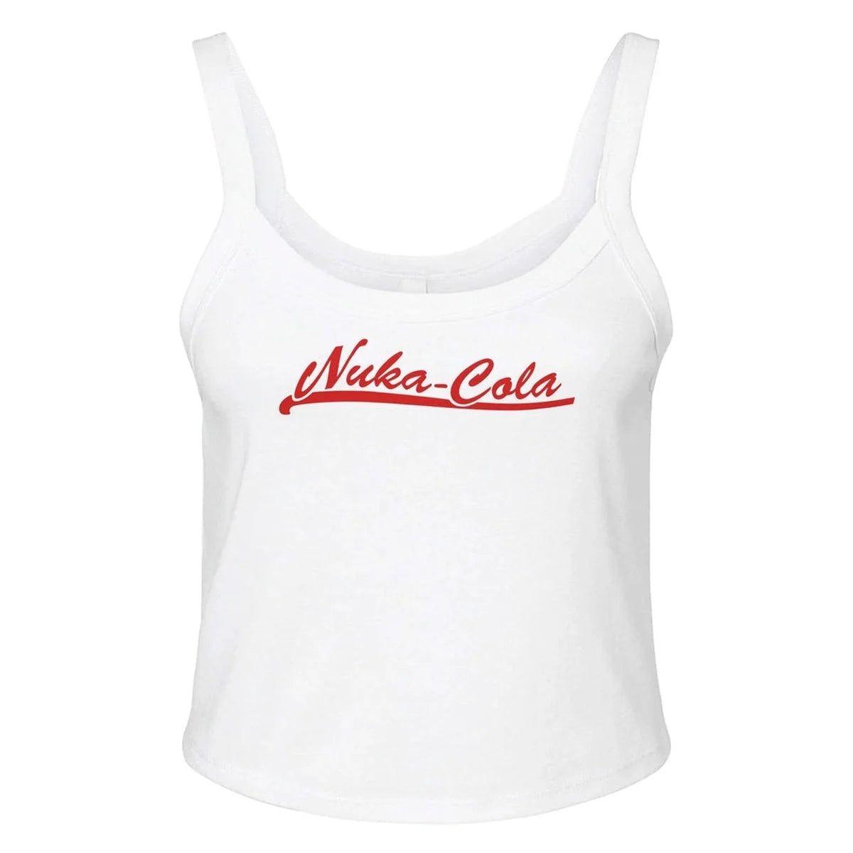 A white tank top displays the "Nuka-Cola" logo in red script lettering.
