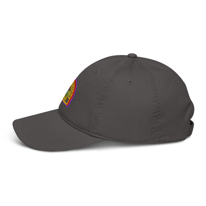 A gray Alien USCSS Maginot embroidered logo baseball cap is shown from a side angle against a white background.