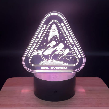 Utopia Planitia Shipyard Logo Lamp - LED Acrylic Star Trek Desk Light