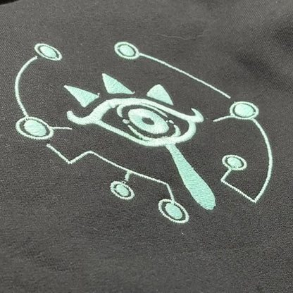 Legend of Zelda Sheikah Eye Hoodie - Glow in the Dark Embroidered Gamer Sweater