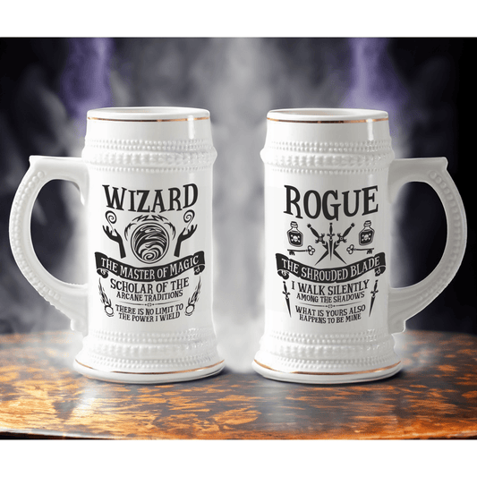 D&D Character Class Tankard | DnD Beer Stein | Enormous Mug | 22oz Ceramic | TTRPG Gift Idea