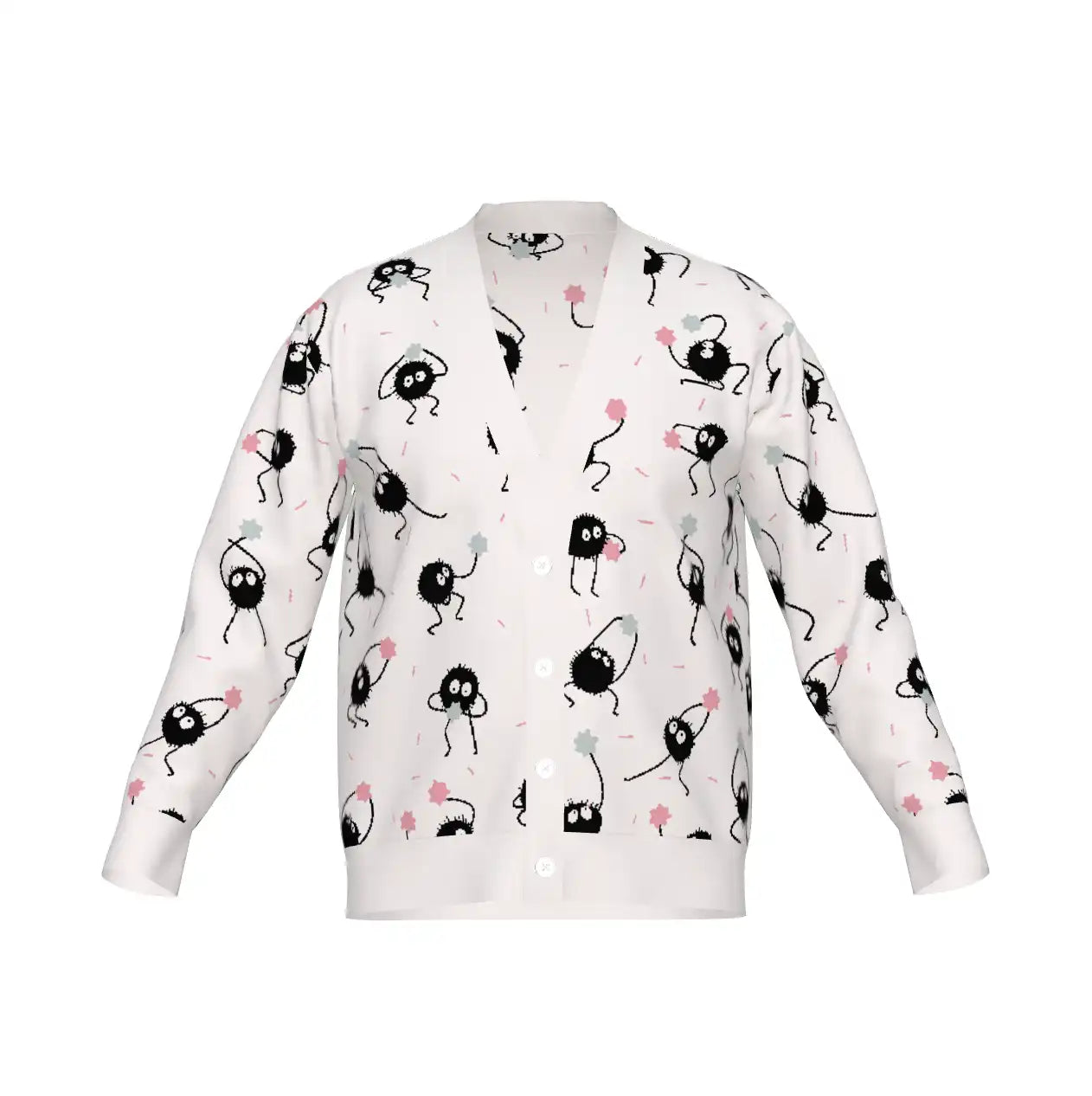 Soot Sprites Knitted Cardigan, Susuwatari & Konpeito Pattern, Studio Ghibli Knitwear