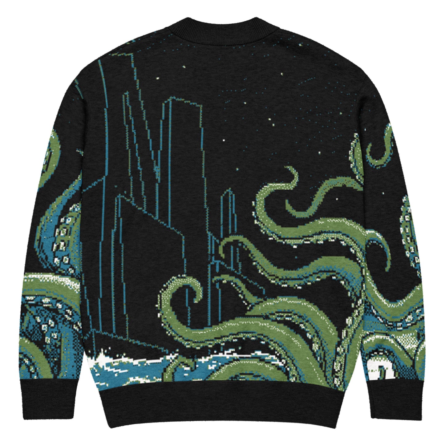Cthulhu Rises Knitted Cardigan - Lovecraft Cosmic Horror Knitwear