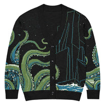 Cthulhu Rises Knitted Cardigan - Lovecraft Cosmic Horror Knitwear