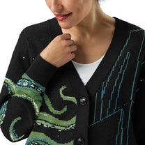 Cthulhu Rises Knitted Cardigan - Lovecraft Cosmic Horror Knitwear