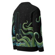 Cthulhu Rises Knitted Cardigan - Lovecraft Cosmic Horror Knitwear